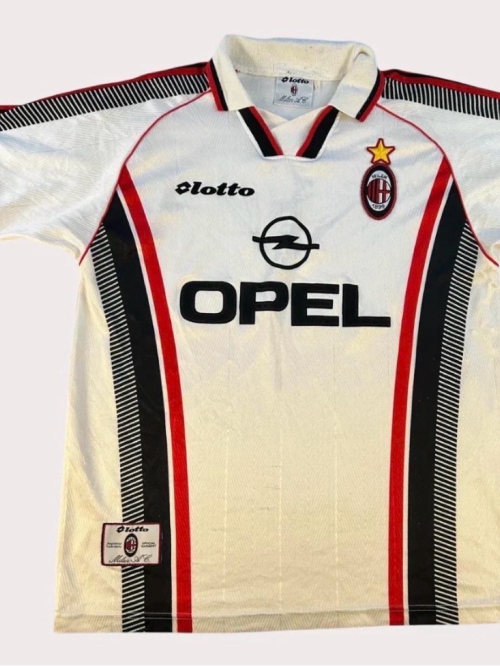 OTTO AC Milan White Polo Shirt with Black and Red Accents